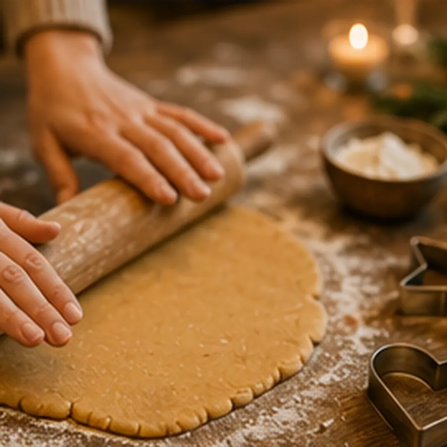 Weihnachtskekse werden ausgestochen