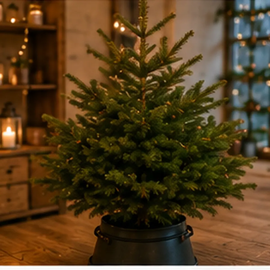 Ungeschmückter Weihnachtsbaum vor dem Start der Hygge-Werkstatt