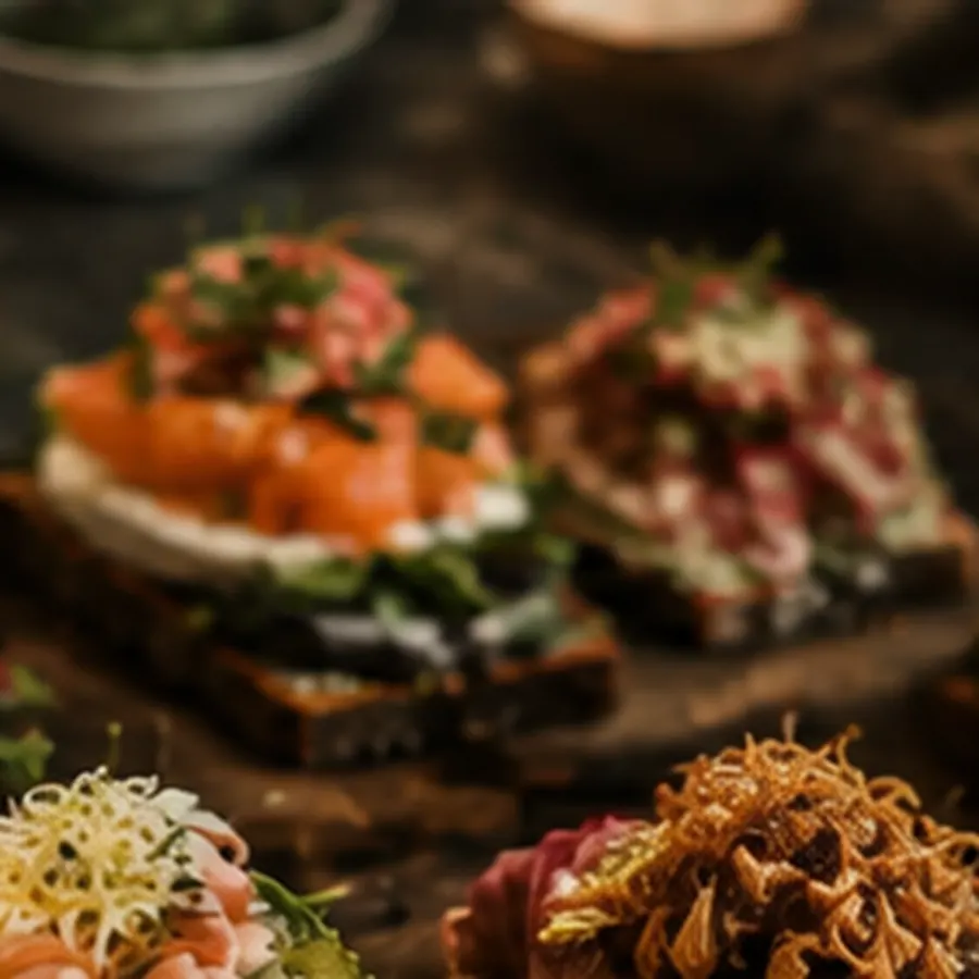 Fertige Smørrebrød werden präsentiert und verkostet