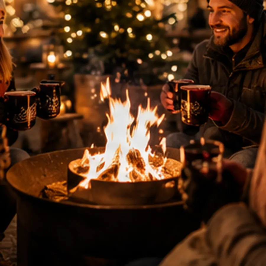 Gløgg und Feuer auf dem Julemarkt am See