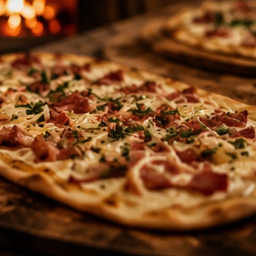 Knuspriger Flammkuchen auf dem Julemarkt am See