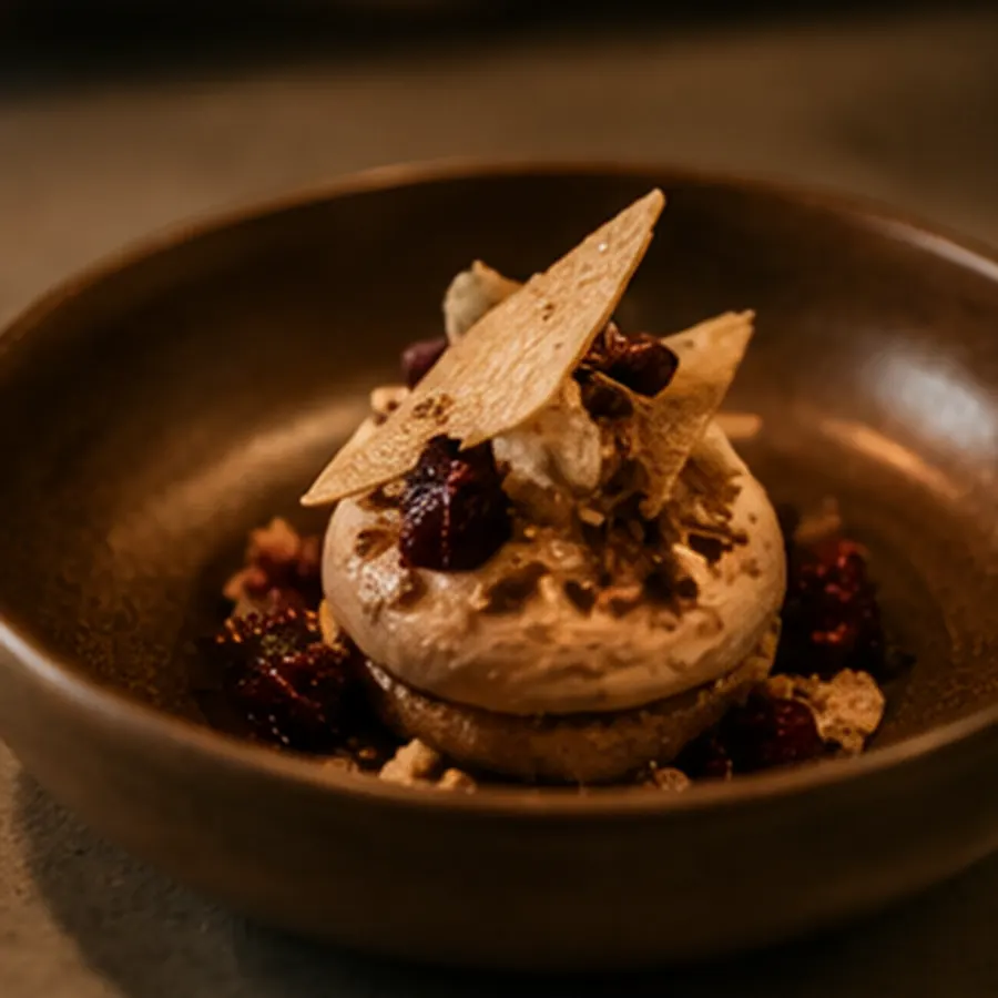 Dessert des nordischen Vier-Gang-Menüs