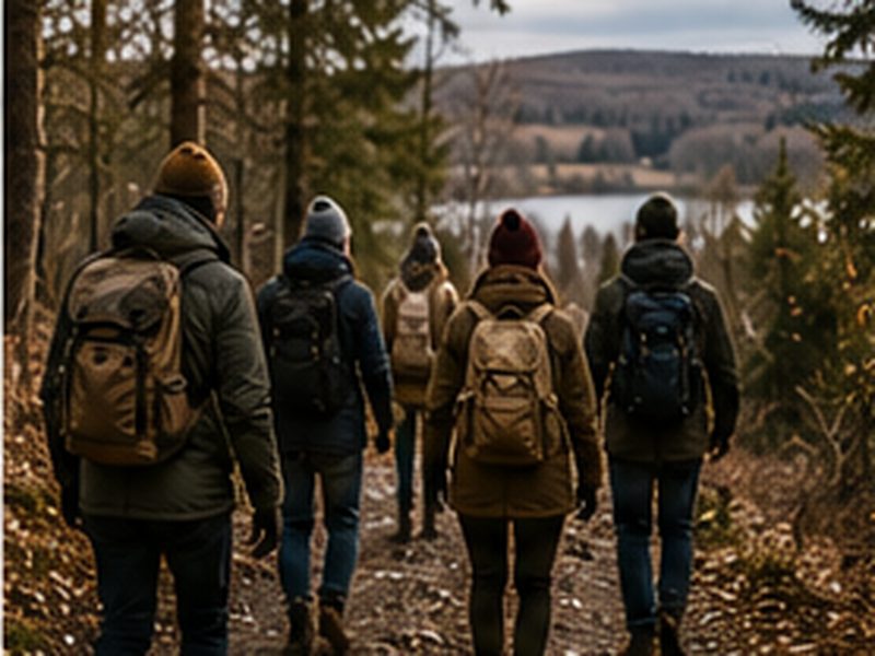 Team beim Wandern in den winterlichen Hüttener Bergen