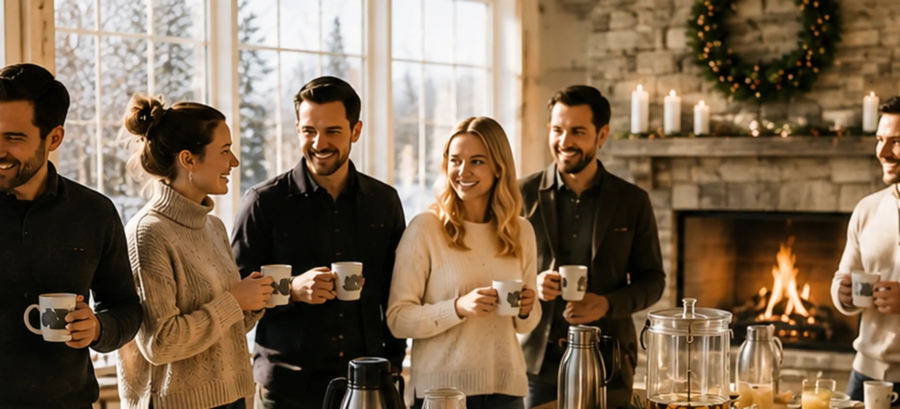Helles Weihnachtsfrühstück am Kamin im Seehotel Töpferhaus