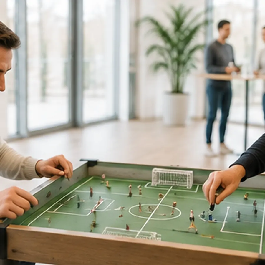 Zwei Personen beim Tipp-Kick-Spiel