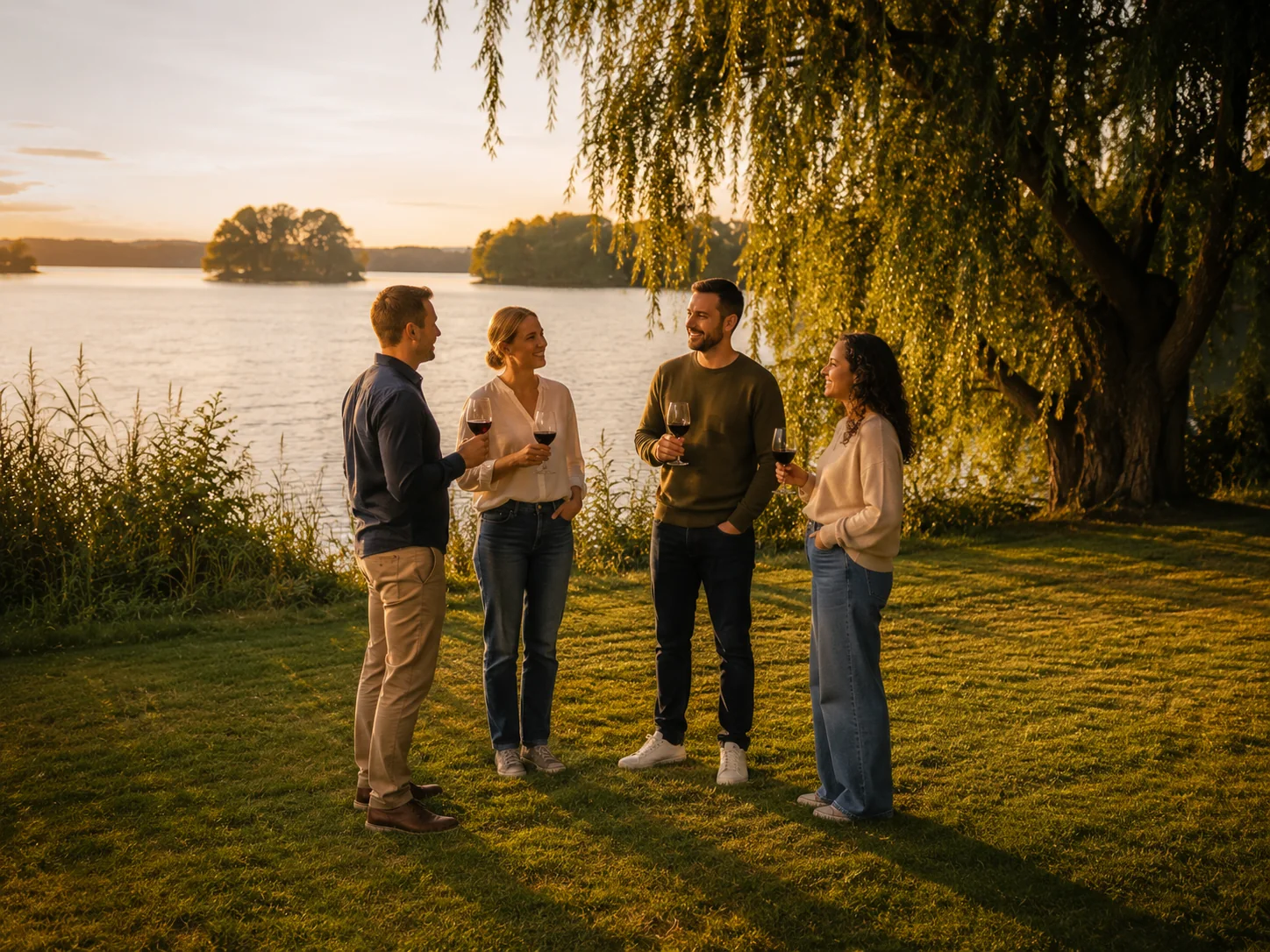 Freunde bei einem warmen Moment am Bistensee