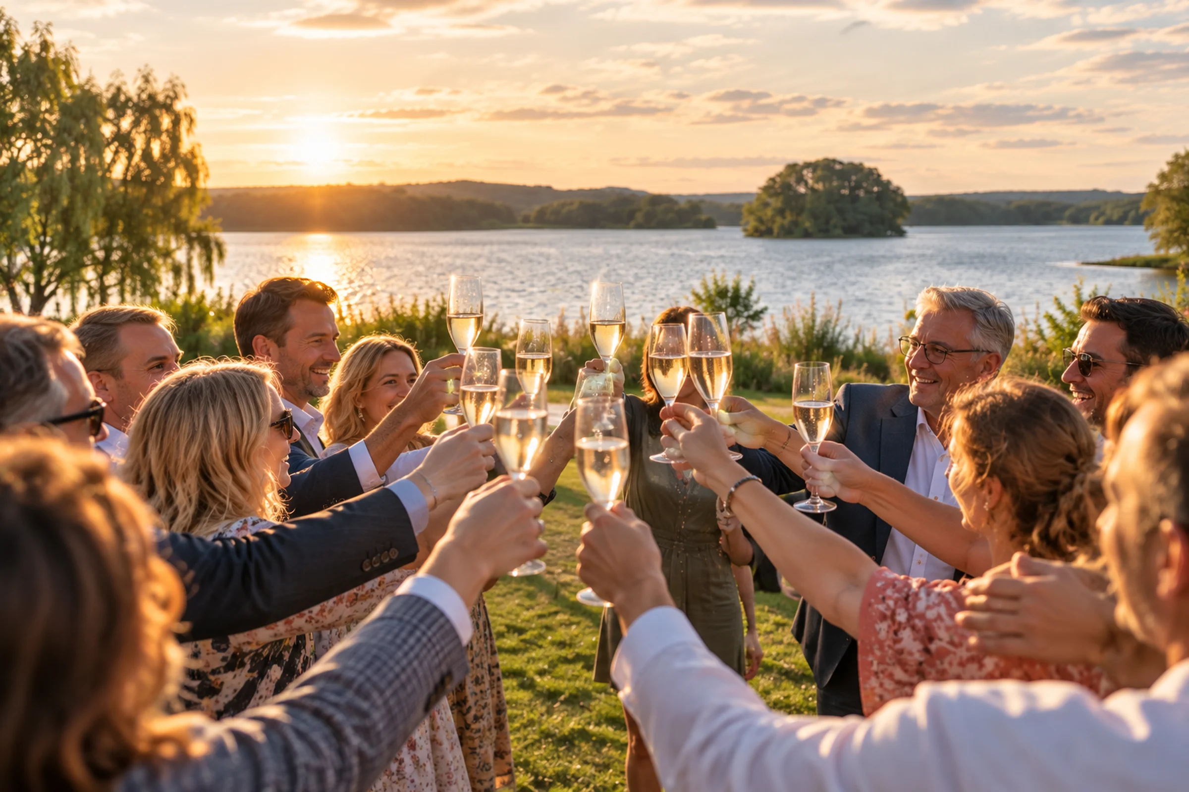 Anstoßen auf der Seewiese am Bistensee