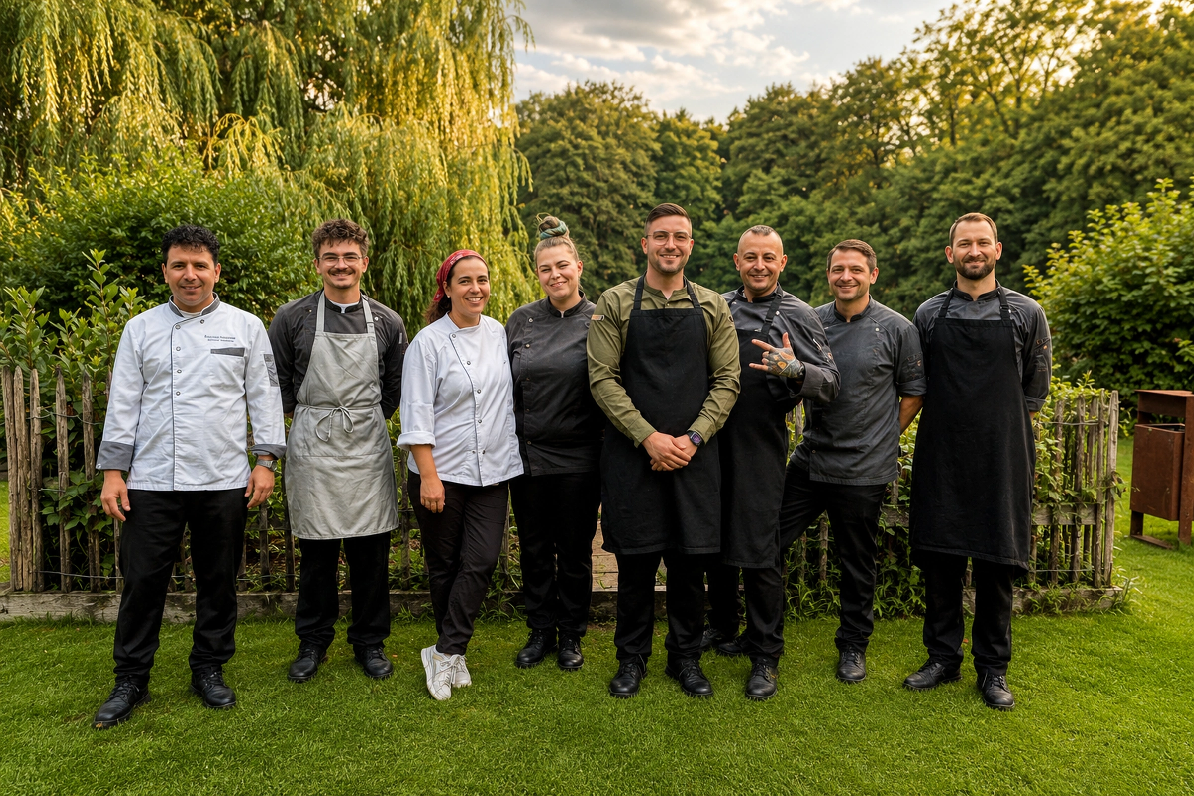 Küchenteam des LammButtRind im Kräutergarten am Bistensee